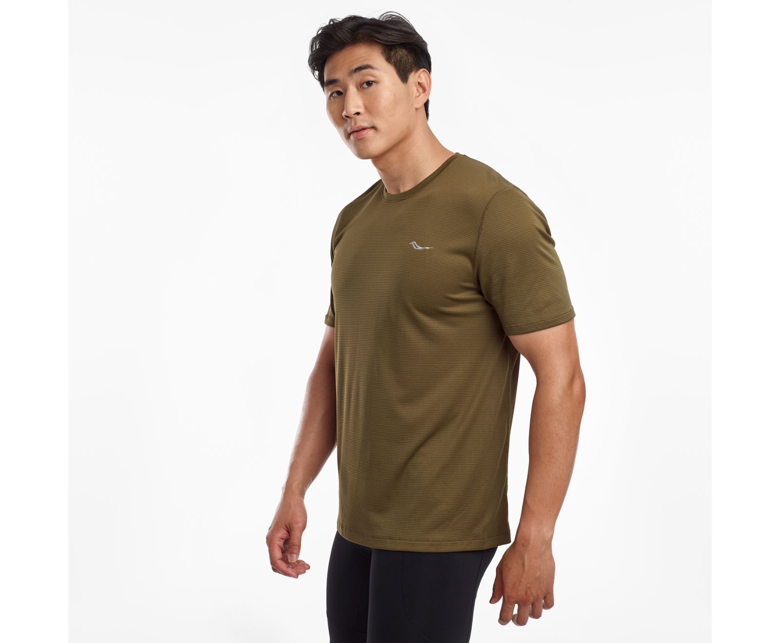 Men\'s Saucony Stopwatch Short Sleeve Shirts Dark Olive | Singapore 639GSOL